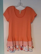 Matilda Jane Womens Peplum Tier Ruffle Top Tee Happy & Free Dream Puff (Medium)