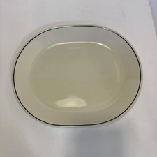 corelle serving platter with blue ring plain pattern 12”x10”