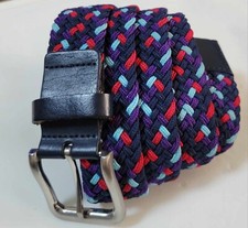 LARSON  CO Navy Blue/Red Braided Stretch Belt - SIZE - Stockholm, Sweden S