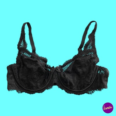 Playtex Damen Flower Elegance Bügel BH, schwarz, Größe UK 38B/EU85B