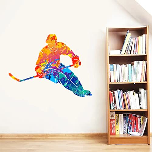Colorful Wall Decals Sports Theme Hockey Wall Stickers Peel & Hockey