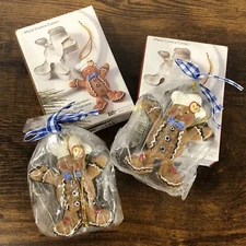 Lot Of 2 Christmas Gingerbread Man Ornament w/ Gingerbread Steel Cookie Cutter