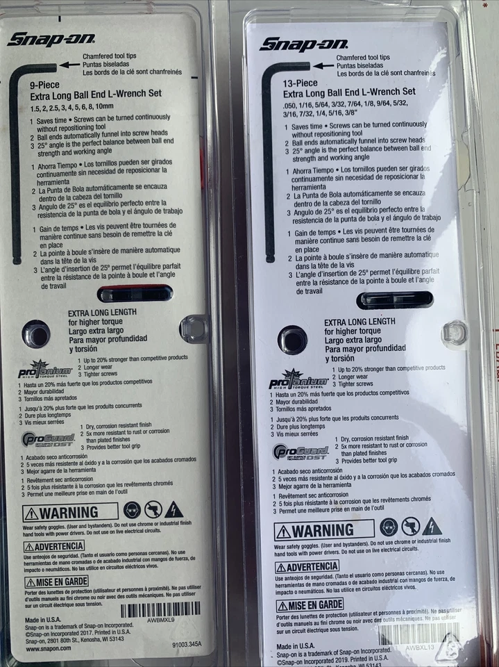 Snap-on Extra Long Fractional And Metric Hex Wrench Sets - Image 3 of 4