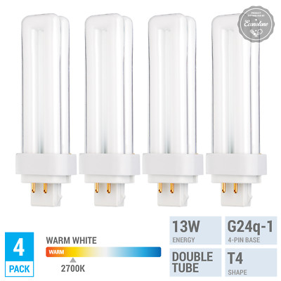 Pack REPLACES BULBRITE 524213 CF13D827/E13W Double Tube 4-Pin G24Q-1 Warm White