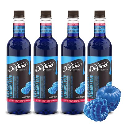 DaVinci Gourmet Blue Raspberry Syrup 25.4 Fl Oz Pack of 4 for Drinks and Dess...