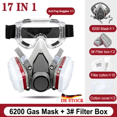 6200 Atemschutzmaske mit A1P1 Filter Gasmaske Staubfilter Staubmaske Lackieren - Bild 1 von 4