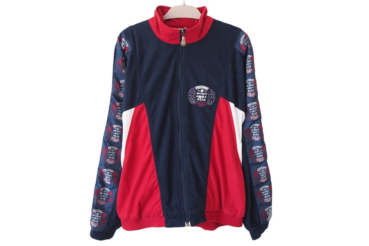 Vintage PUMA Track Jacket Full Zip Size XL blue red 90s sport