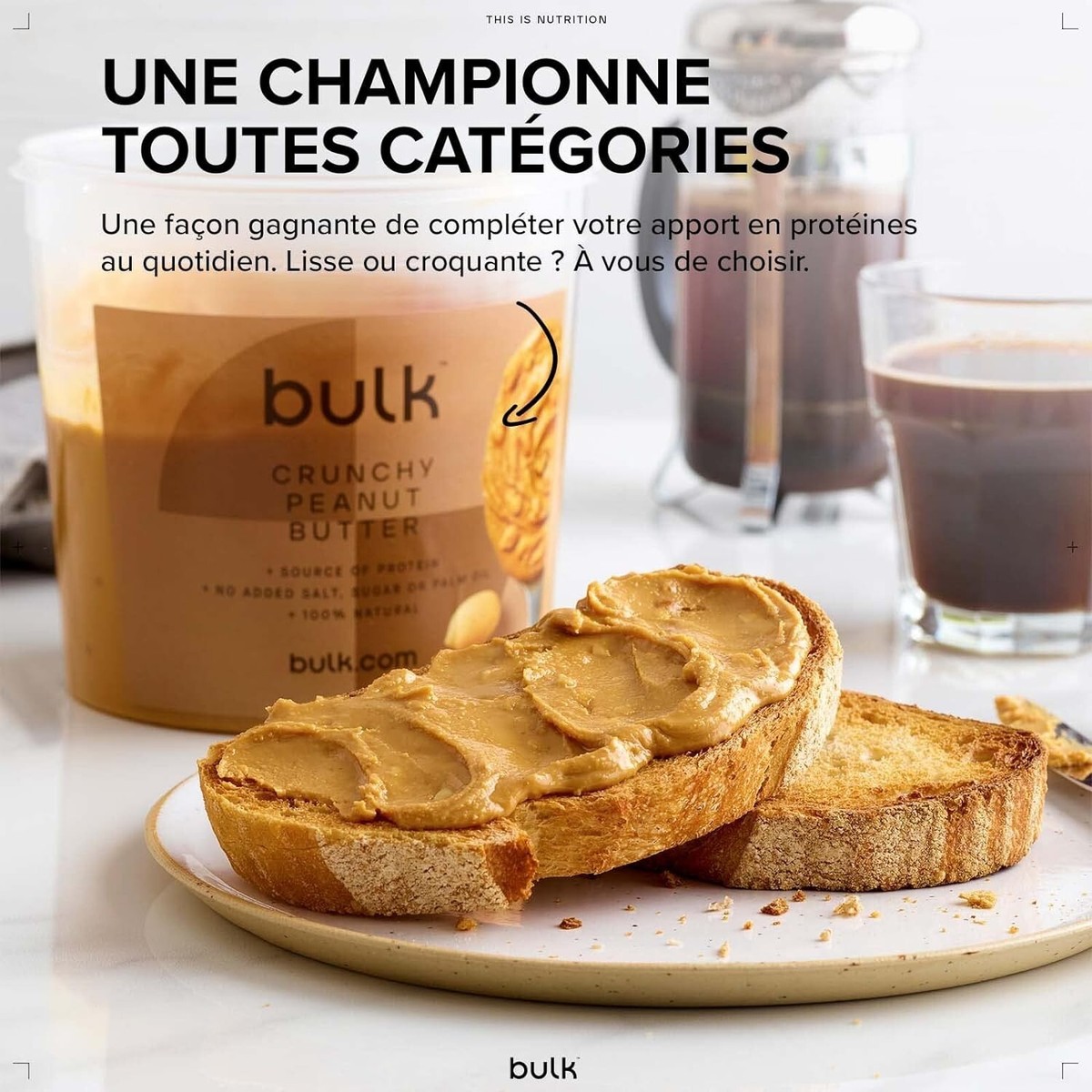 Beurre De Cacahuète Croquant Bulk - 1 Kg - Sans Gluten, Végétalien - Pour Sportifs