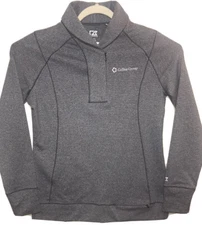 CUTTER & BUCK CB DRYTEC GRAY L/S WOMAN'S POLYESTER TOP SZ M PULLOVER STRETCH