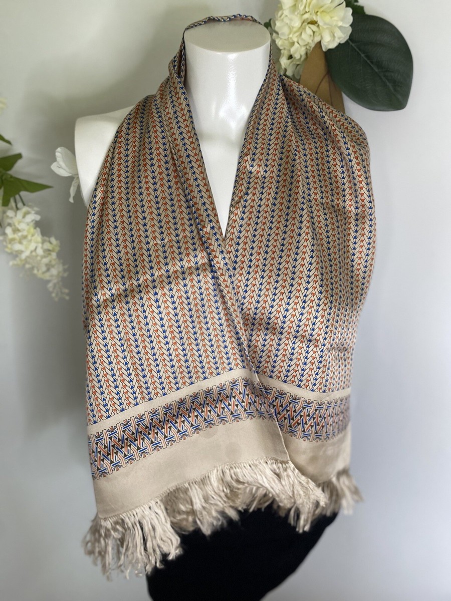 Beige Multi 100% Silk Rectangular Scarf 12