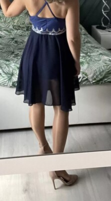 Blaues Tanztrikot Kleid Größe S