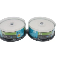 HP CD-R 52x 700MB 80min Inkjet Printable White Matte – 25 Pack x 2 = 50 Discs Ne