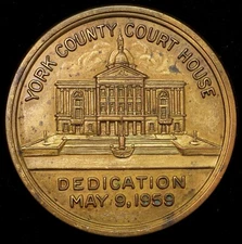 1959 York County, Pennsylvania Court House Dedication Spangler Medal Brass 32mm
