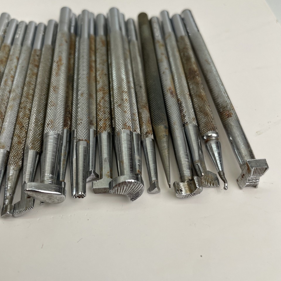 Craftool Lot of 67 Leather Working Punch Stamps Tools Embossing See