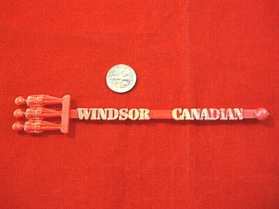Vintage WINDSOR CANADIAN (Whiskey) Bar Swizzle Stick-Nice Graphics, 6 Inch