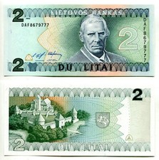 2 Litai Litauen / Lithuania 1993 unc, P. 54a