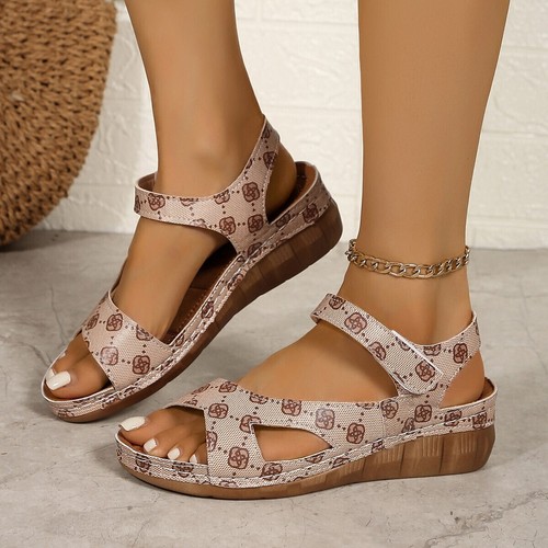 UK Damen-Sandalen mittelhoher Keilabsatz bequeme Wander-Pantoletten Größe//* - Bild 4 von 30