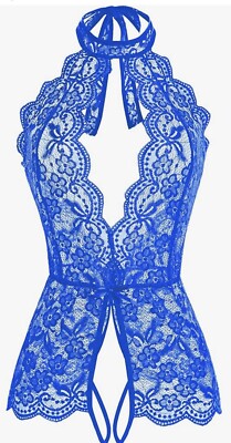 Ababoon Women One Piece Lingerie Lace Sexy Baby Dolls Teddy Sleepwear Teal  M NWT