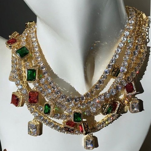 Collar de tenis enchapado en oro de 18 K de 5 mm hecho con piedra preciosa multicolor de cristal Swarovski - Imagen 12 de 23