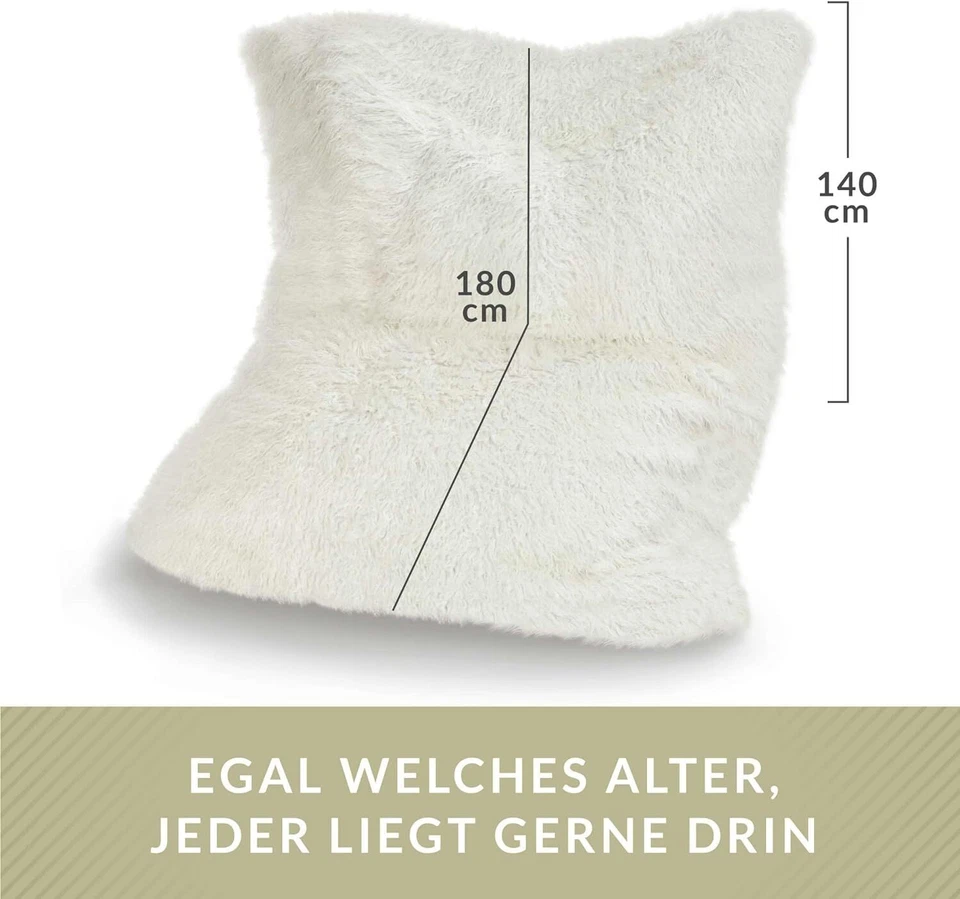 XXL Riesen Sitzsack Felloptik Kunstfell Sitzkissen Bodenkissen Beanbag 180x140cm - Bild 2 von 4