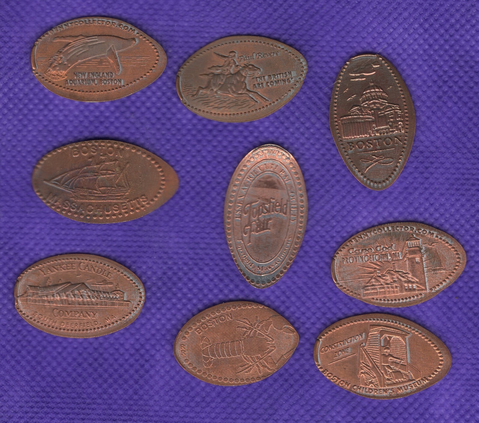 MASSACHUSETTS Boston Cape Cod Various Locations Elongated Pressed Penny