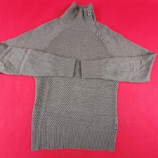 The North Face Sweater Womens Medium Wool Blend Mock Neck Button Fatigue Green