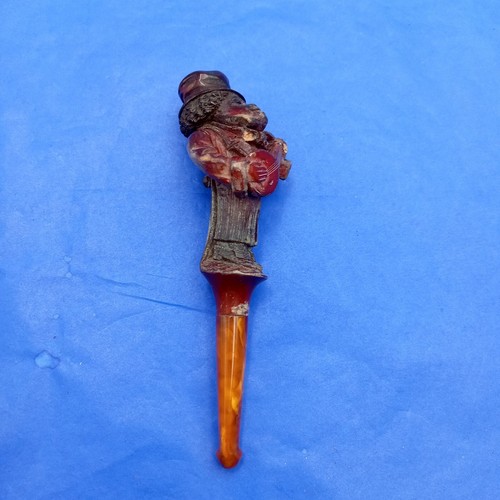Rare Meerschaum Pipe Carved Banjo Player in Original Case - Picture 5 of 7