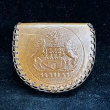 Vintage Brown Leather Small Coin Purse Change Holder Flips Open Hamburg Germany