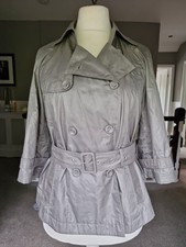 Luisa Cerano Light Weight Mac Jacket Grey Belted Coat 12 Short 3/4 Sleeve