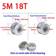 5M Timing Belt Smooth Tooth Idler Drive Pulley 18T Width 11/16/21/27 Bore 5-15m