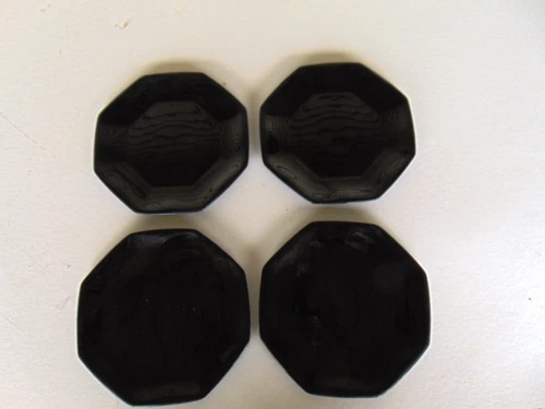 Set of 4 Arcoroc France OCTIME Black Octagonal Salad Plates 8”
