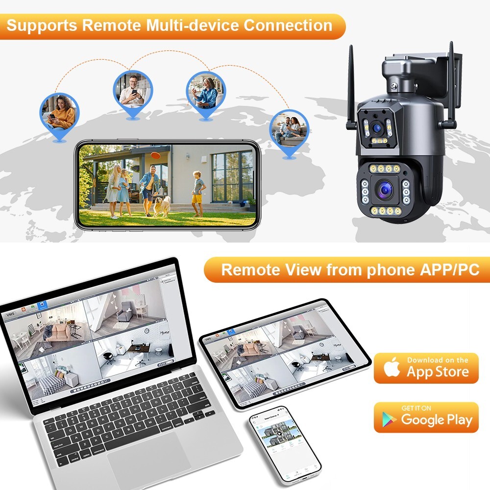 Wifi Security 4MP+4MP Wireless Camera PTZ Home Outdoor Surveillance 2-way Audio