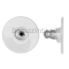 10 Surgical 304 Grade Stainless Steel Comfort Clutch Earring Backs w/ Clear Pad