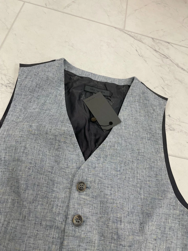 NWT $498 John varvatos Wooster Vest In Dusted Blue Size:52 - Image 3 of 4