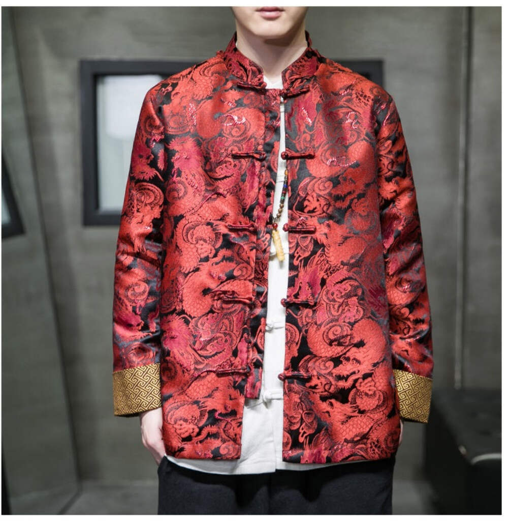 Red Traditional Chinese Dragon Tang Jacket | eBay