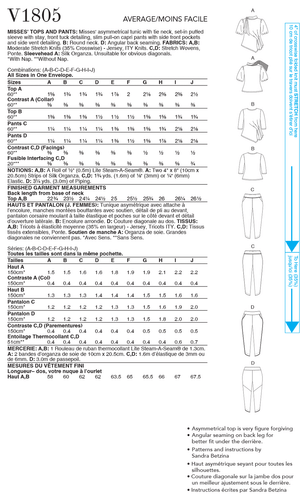 Vogue Pattern - Misses' Tops & Pants 1805A - Imagen 2 de 2