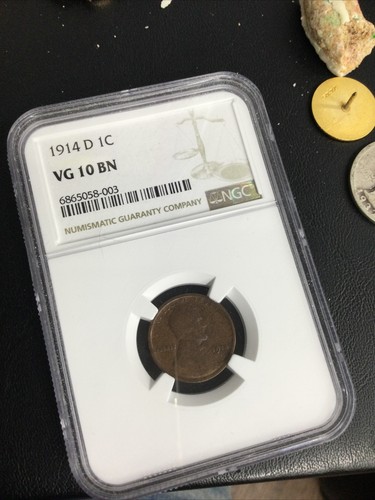 1914 D Lincoln Wheat Cent NGC VG10 Bn