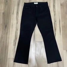Derek Lam 10 Crosby Womens Jeans Mid-Rise Cropped Flare Raw Hem Black Size 27