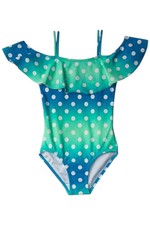 Kanu Surf Kid's Girl Peggy UPF 50 One Piece Swimsuit Dots Blue