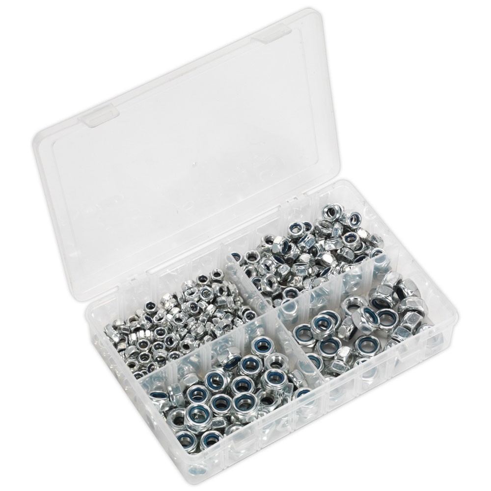 Sealey Nylon Lock Nut Assortment 300pc M6-M12 DIN 982 Metric