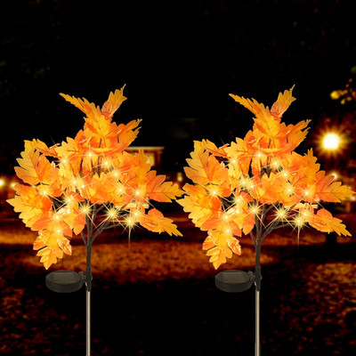 2 Packs Solar Prelit Fall Tree Lights for Outdoor Thanksgiving Decorations, 2 Mo