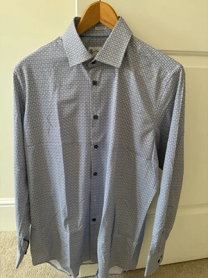 CXL by Christian Lacroix (Size M/15.5 Mens) Blue Check Comfort Tech Dress Shirt - Image 1 of 2
