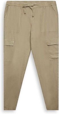 Esprit Damen Cargo Hose Bequeme Baumwoll Stretch Beige W50 L28