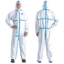 Protective Hazmat Coverall with Blue Seal Tape