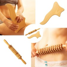 Neck Massager Roller Stick and Gua Sha Set - Wooden Foam Roller Massage Tools...
