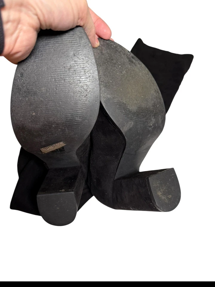 SOLSANA ботинки женщин размер 38 черная замша блок каблук колена туфли современный шик - Изображение 4 из 4