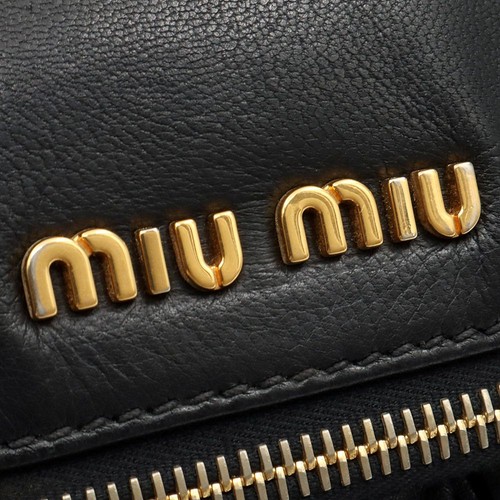 Miu Miu Black Leather Matelassé Gold-Tone Flap Clutch Crossbody 5BF385 114976836 - Picture 6 of 11