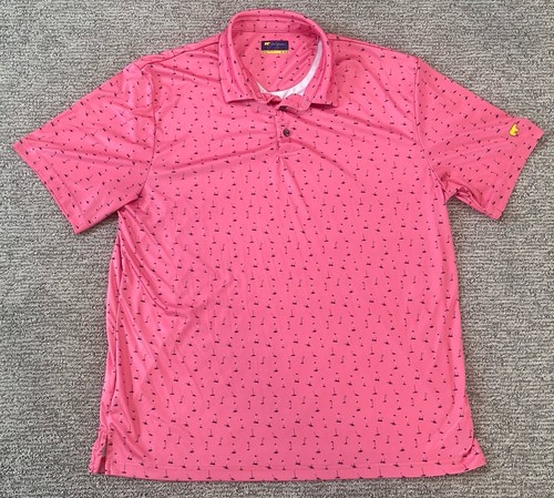 Jack Nicklaus Poloshirt Herren XL Rosa Golf Flaggen AOP Stretch Athleisure