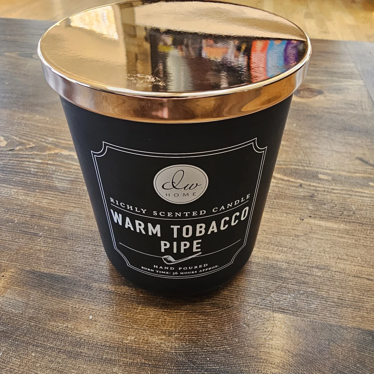 dw home warm tobacco pipe candle | Scented | Premium Wax & Lead-Free Wicks | Large Double Wick Shea Butter Warm Tobacco Pipe | Hanging