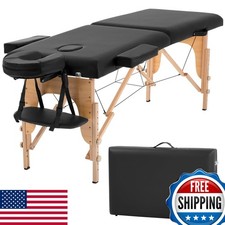 BestMassage Portable Massage Table 23" Wide Black PU Leather